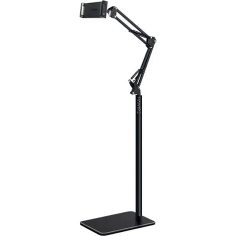 Supporto da pavimento HAWIRE per telefono/tablet, supporto multifunzionale, per live streaming, angolo regolabile a 360°, altezza 175 cm, nero. (1/5)