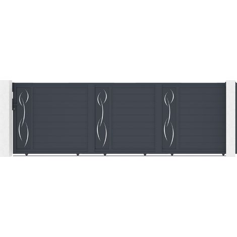 Schiebetor 5m LIFE H.160 graues Aluminium (1/5)