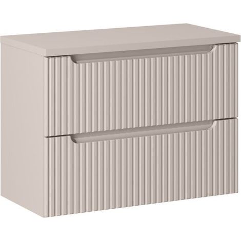 Ensemble Meuble Vasque 2 tiroirs et Plateau L 80 x P 40 x H 59,5 cm - Astral - Beige crème - Livraison gratuite (1/5)