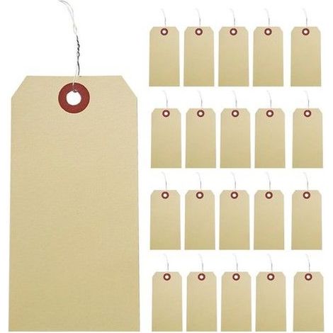 Étiquettes d'expédition en papier manille - 100 pièces - 13x8 cm - Carton épais - Attache métallique - Infroissables (1/5)
