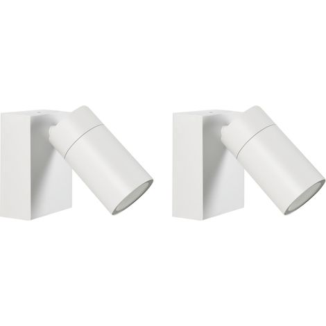 Conjunto de 2 lámparas de pared exterior focos iluminación moderna de aluminio blanco Manor (1/5)