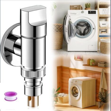 Robinet autoperceur pour machine à laver, en acier inoxydable, avec robinet d'arrêt automatique pour tuyau de machine à laver (1/5)