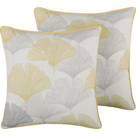 Conjunto de cojines decorativos con patrón de hoja multicolor 45 x 45 cm estampado floral decoración moderna Candytuft