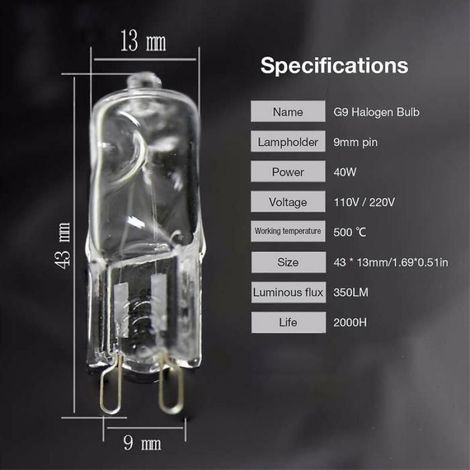 Ampoule Halogène - G9 - 40W - Haute Température - 2000 Heures - 350LM (1/5)