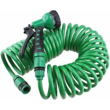 Tuyau d'arrosage en spirale,tuyau d'arrosage en spirale,Tuyau d'eau flexible Tuyau de bateau enroulé, tuyau Flexible de bobine de jardin, tuyau d'eau de lavage de camping-car avec buse de (1/4)
