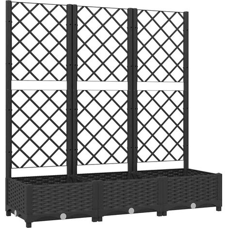 Maison Exclusive - Garten-Pflanzgefäß mit Spalier Schwarz 120 x 4 (1/5)