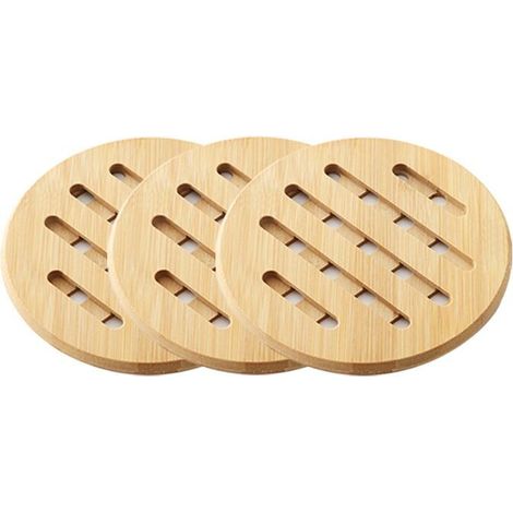 royaluxe -Dessous de plat Bois Naturel diamètre17 cm Coussin d'isolation thermique en bois imperméable à haute température et brûlant Dessous de plat (1/5)