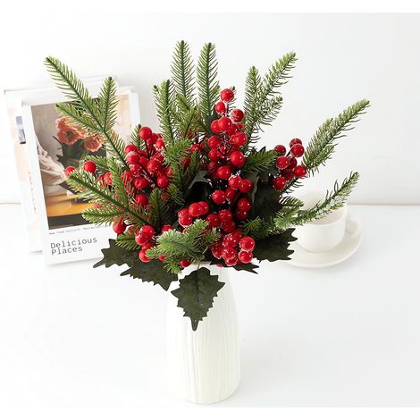 Rameau De Baies Rouges - Décoration De Noël Artificielle - Pour Table Intérieure Extérieure - 5 Pièces (1/5)