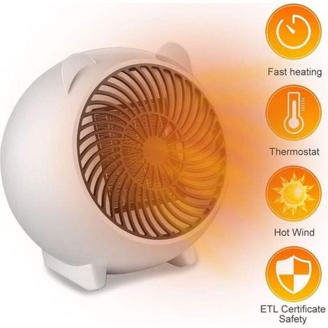 Mini radiateur soufflant, radiateur soufflant à économie d'énergie, radiateur électrique portable, radiateur électrique pour le bureau de la salle de bain (1/4)