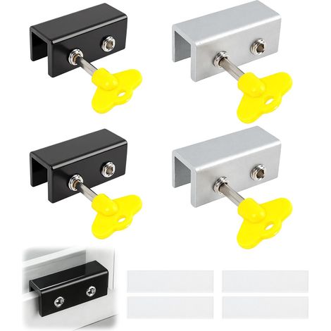 4 Pièces Serrures de Fenêtre Coulissante,Verrou pour Porte et Baie Coulissante avec Clés Hexagonales et en Forme de Cœur,Sécurité Réglable,Installation Facile (1/5)
