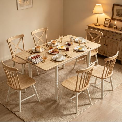 Tavolo da pranzo pieghevole 134/104/74 x 80 x 75 cm in rovere e bianco, allungabile e stabile (1/5)