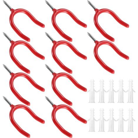 QORVA-10 Pcs Crochet Mural Garage, Support Velo Mural, Accroche Velo Mural, Crochets de Rangement pour échelle de Garage, Crochets Muraux Robustes pour Vélos Outils électriques Jardin