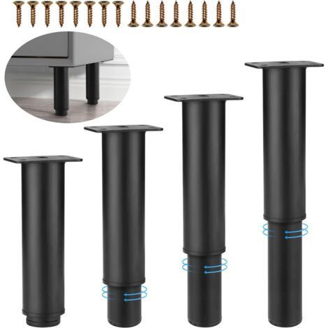 Pieds de meubles réglables en métal – Lot de 4 – Hauteur 18-30 cm – Charge maximale 300 kg – Installation facile avec vis de fixation (1/5)