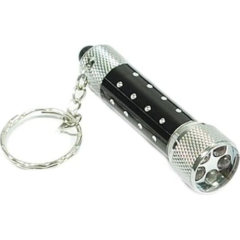 Mini-LED-Taschenlampe mit 5 LEDs, Schlüsselanhänger, Schwarz, Extrem robust, Sehr langlebig, Praktisch, Professionell und Attraktiv