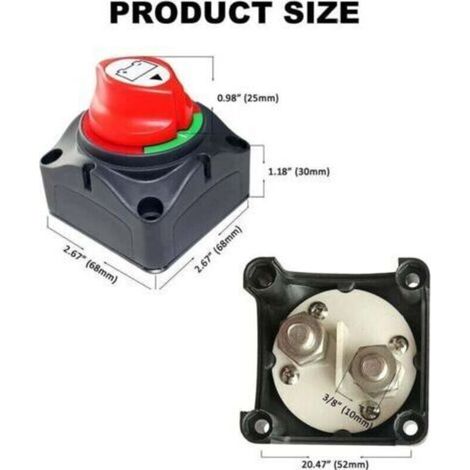 12V-48V Coupe circuit, Coupe circuit batterie, Coupe batterie, Isolateur interrupteur de batterie, coupe batterie voiture, pour voitures, bateaux, camions, camping-cars, remorques de voyage (1/3)