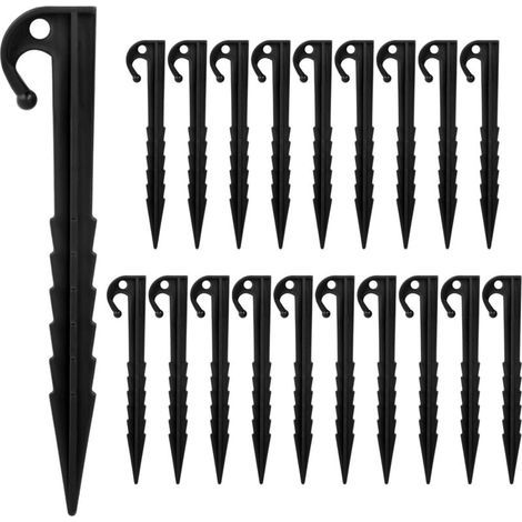 20 Pièces Piquets de Tente en Plastique, 14.5cm Sardine Tente Camping Plastique Résistant, Piquets de Fixation Tente Sol Crochet, Piquets de Tente Spirale pour Tentes Camping Auvent Jardin (Noir) (1/5)