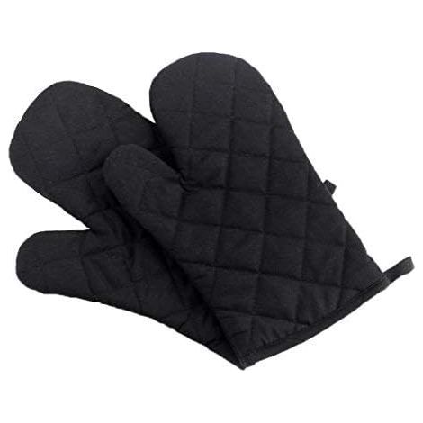 Gants de cuisine 1 paire de gants de four épais en coton isolant thermique résistant à la chaleur, indispensables en cuisine (noirs)