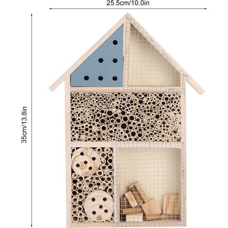Insect Hotel - Hôtel pour Abeilles et Insectes en Bois de Platane - Refuge et Décor de jardin - Boîte de Nichoir 35x25.5x3.6cm - Lot 1 pièce
