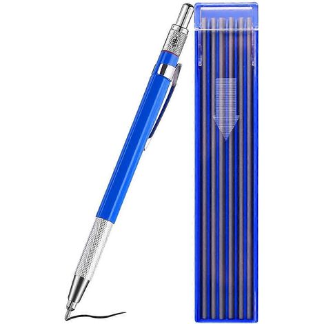 Schweißerbleistift mit 12 Ersatzminen (rund, silber). (1/5)