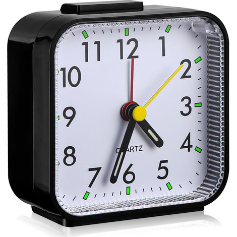 Réveil à Quartz,Analogique Silencieux RéVeil sans Tic Tac Fonction Snooze et Fonction Veilleuse Meilleur Réveil de Voyage RéVeil Portable Taille Reveil Horloge Réveil Analogique (Black)