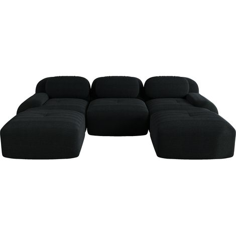 ELVMI Sofá esquinero modular sin estructura con asiento ergonómico y base antideslizante en Pana Negro (1/5)