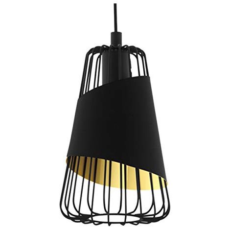 Eglo Lampada a Sospensione Austell, Ø 16.5 cm, Acciaio Tessile, Nero (1/4)