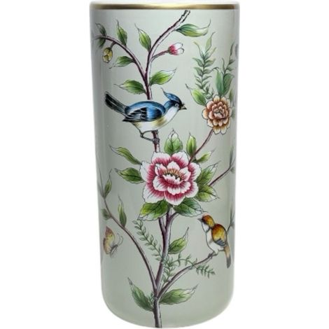 18" Umbrella Stand - Birds and Flowers Design - Light Green - Ceramic - L20 x W20 x H46 cm