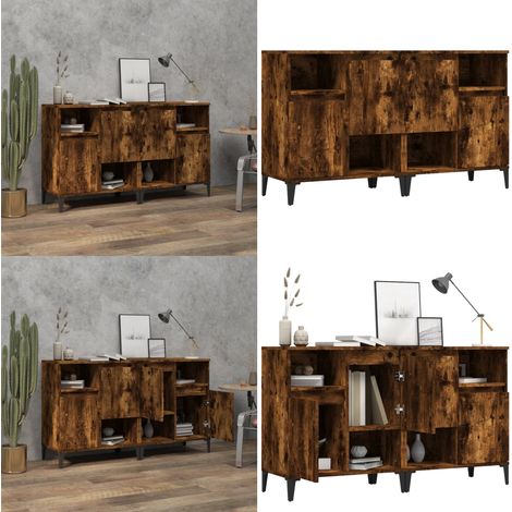 Buffets 2 pcs chêne fumé 60x35x70 cm bois d'ingénierie - Buffet chêne fumé - Buffet bois d'ingénierie (1/5)