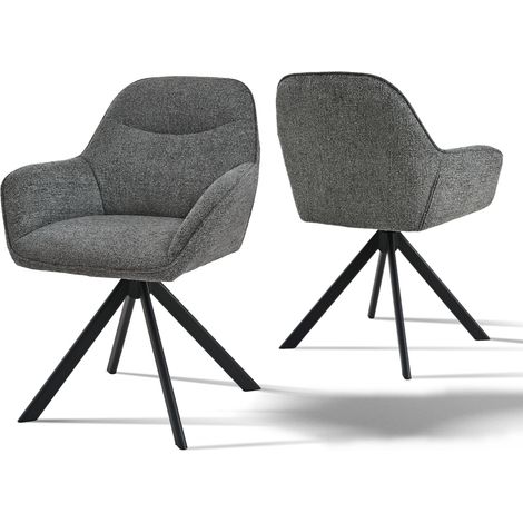 Goeurvant 360° Drehstühle mit weichem Sitz, eleganter, geschwungener Rückenlehne und ergonomischen Armlehnen, stilvoller Komfort für jedes Zimmer - 2er Set - Grau/Grün - Chenille