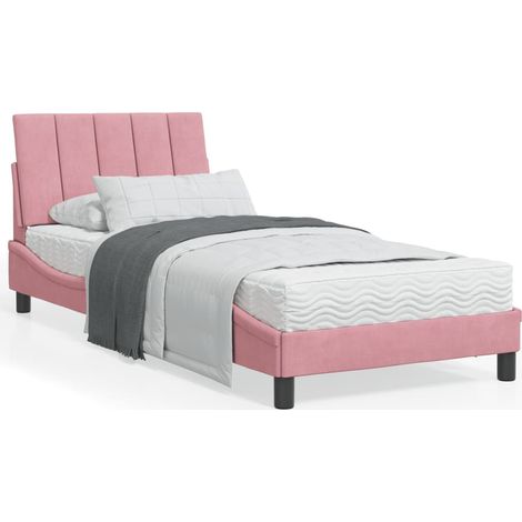 Cama con colchón Hanko terciopelo rosa 90x200 cm vidaXL (1/5)