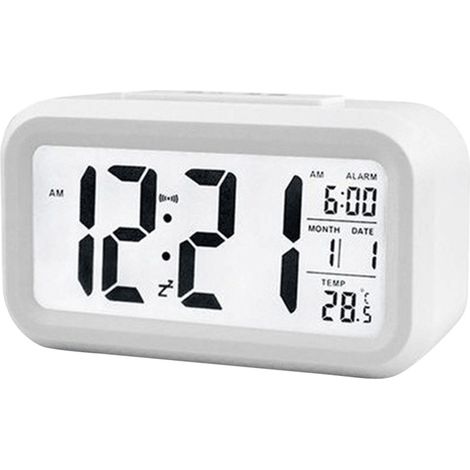 Réveil numérique intelligent avec date, température et fonction snooze. Horloge de bureau rectangulaire à piles avec veilleuse intégrée, idéale pour la chambre d'enfants (filles et garçons) (1/5)