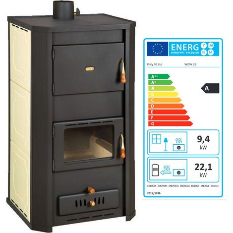 Prity – Poêle à bois hydraulique 31,5 kW – Échangeur d’eau 44 L – Classe A – Pour chauffage centralisé de grands espaces