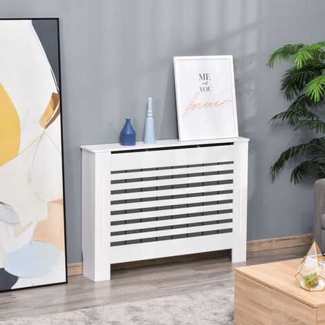 Cache-radiateur couverture Blanc radiateur Design à Lattes Panneau Cabinet 112L x 19l x 81H cm MDF