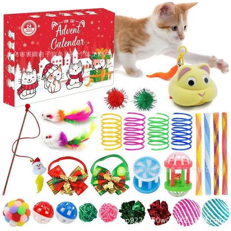Weihnachts-Countdown-Box für Katzen und Hunde mit Haustieren, inklusive Glöckchen für Katzen und Krawatten – Weihnachtsgeschenk – XR-22 –