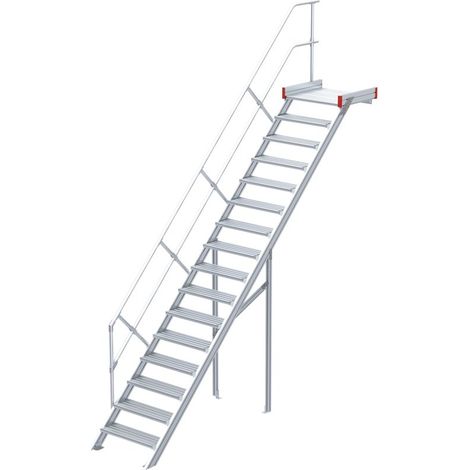 Euroline 511 Podesttreppe 45° 600mm Stufenbreite 16 Stufen Alu gerieft