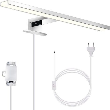 lampe miroir LED, lampe armoire, applique salle de bain, lumière blanche neutre 4000 Kelvin, 5W, 650lm, IP44, largeur 300mm, chrome (1/5)