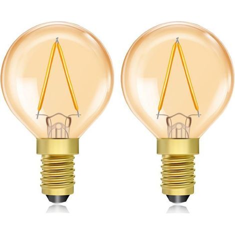 Ampoule LED vintage E14 1,5 W 220 V, blanc chaud 2200 K, ampoule LED ambrée, équivalent 20 W (G40), lot de 2 (1/5)