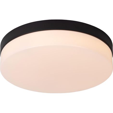 Lucide BISKIT - Deckenleuchte Badezimmer - Ø 28 cm - LED - 1x18W 2700K - IP44 - Bewegungssensor - Schwarz (1/5)