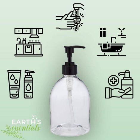 Flacon À Pompe - 500 Ml - Pour Savon Lotion Shampoing Huile - En Pet Incassable - Lot De 2 (1/3)