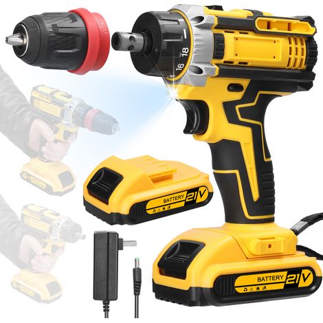 21V 2in1 Lithium Drill Electric Screwdriver Multi-function Power Tool High Brushed Motor Practical Screw Driver for Home Appliances Furniture Installation Automotive Electronics Repairing