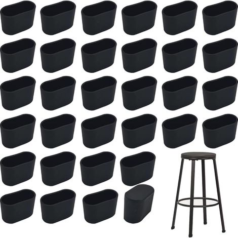 32 Pcs Protection Pied Embout de Chaise Ovale Capuchons ovales pour Pieds de Chaise Protege Pied de Chaise de Jardin pour Tubes ovales,chaises de Jardin,Meubles Pied de Table 15x30mm (Noir, S) (1/5)
