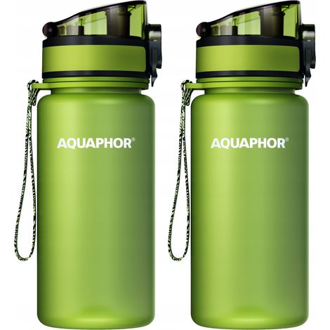 Aquaphor City Flacone con filtro da 0,35 l, due pezzi verdi, piccolo, per bambini, 350 ml (1/5)