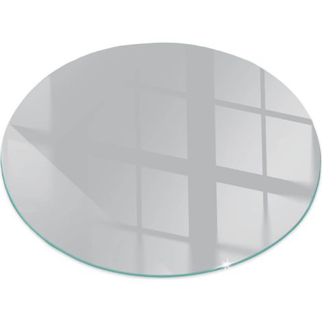 Décorative Plaque ronde de protection de sol en verre trempé pour cheminée ou poêle moderne Couleur Gris clair Ronde fi 90