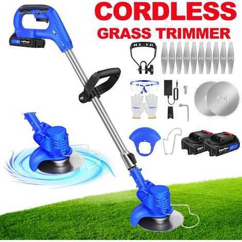 Cordless Grass Trimmer Lawn Electric Handheld Whipper Snipper Strimmer 2PCS Battery (1/5)