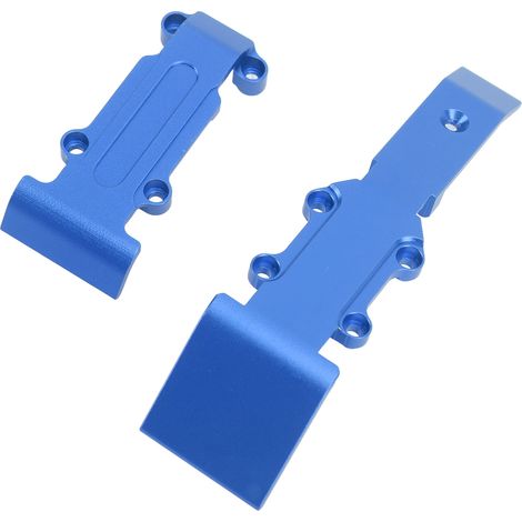 Plaque de protection avant et arrière en aluminium pour voiture RC Traxxas 1/16 Revo Slash (bleue) (1/5)