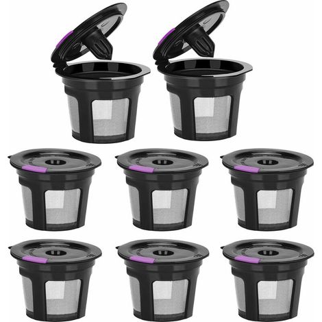 Reusable K Cups for Keurig, Refillable K CUP Reusable Coffee Filter - 8 Pack, Black (1/5)