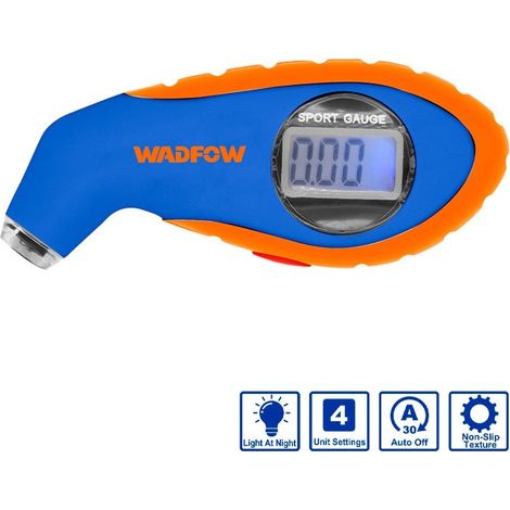 Comprobador de presión neumáticos WADFOW 0-10,3 bar con pantalla LCD retroiluminada (1/2)