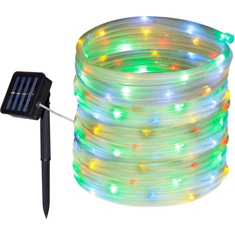 Guirlande Solaire Extérieure de Tuyau, 12M 100 LED Guirlande Lumineuse Solaire Etanche, 8 modes d'éclairage Lampe Décoratives (multicolore) (1/5)