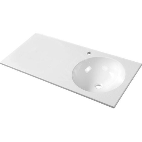 Sapho Juno - Lavabo 100x15x47 cm, sans trop-plein, trou de robinetterie à gauche, blanc JU102 (1/5)