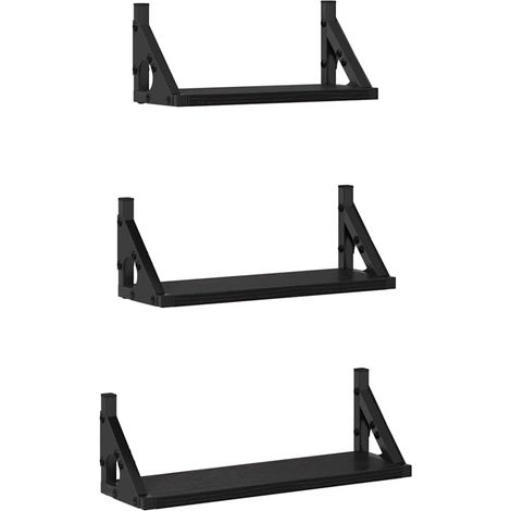 Ensemble d'étagères murales 3 pcs,Étagère flottante Chêne noir 37 x 12 x 13 cm CFW31964 (1/5)